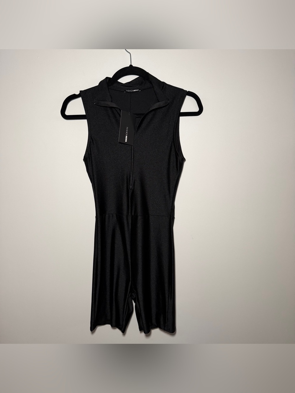 Fashion Nova Black Sleepless Town Biker Short Romper Size M